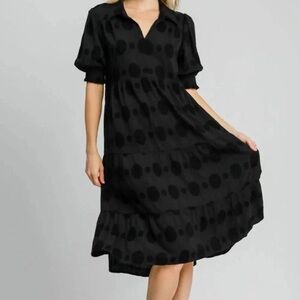 New Umgee Black Polka Dot Dress 1XL